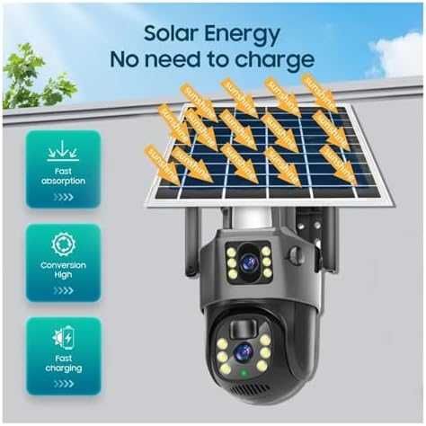Camera de Supraveghere Duala 4G, 6MP Slot de Cartela SIM, Panou Solar