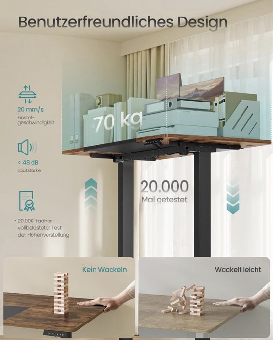 Регулируемо бюро SONGMICS (standing desk) – Vintage Brown / Black