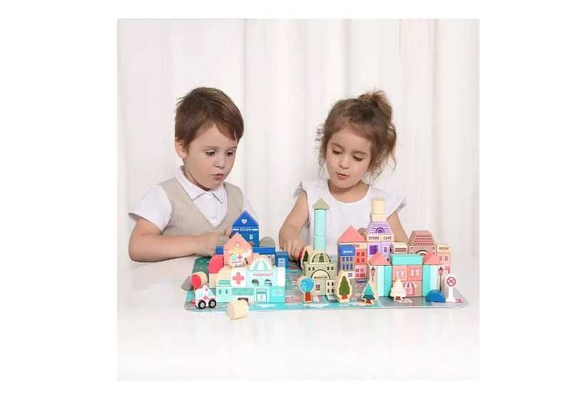 Лего Деревянный конструктор - 115 деталей Magic Color City Есть дост