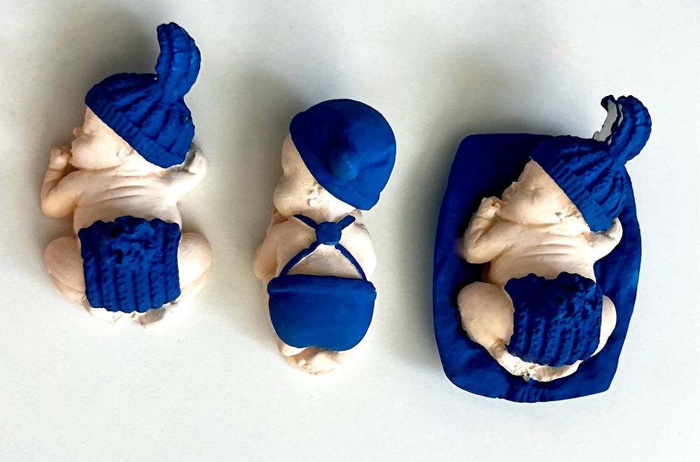 Гипсови фигурки мече/цветя/бебе за погача или кръщене