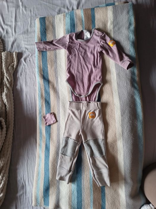 Бебешки комплект боди и панталон от 100% мерино вълна за 6-9м /74-80см