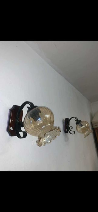 Set doua aplica perete pe suport de lemn