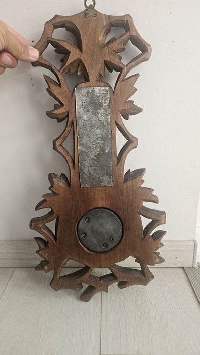 Termometru barometru lemn masiv vintage