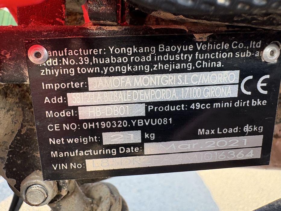 Pocket bike  rosu cu alb