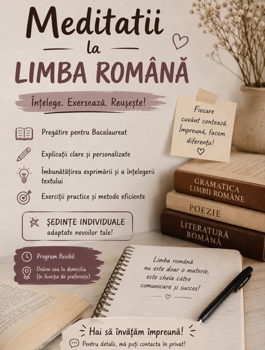 Ofer meditatii online la limba si literatura romana pentru bac