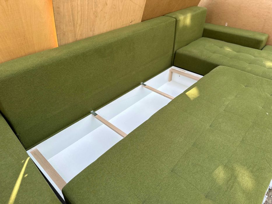 Canapea Extensibila Tip Coltar 3,15 m; Pat cu Lada si Saltea 260x160 cm