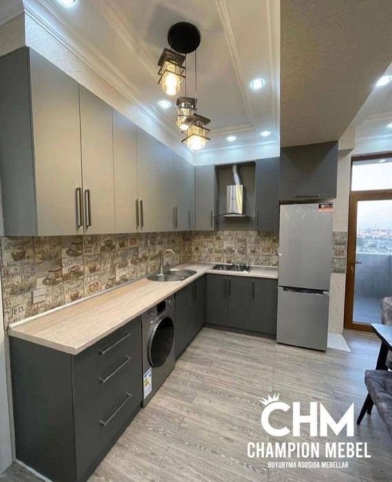 Кухонный мебель Кухонный гарнитур  HI TECH из  АКРИЛ, МДФ ЛАМИНАТ. Ошх