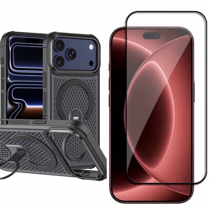 Iphone 17/18 PRO MAX Husa Magsafe Stand + Folie Sticla Full Edge