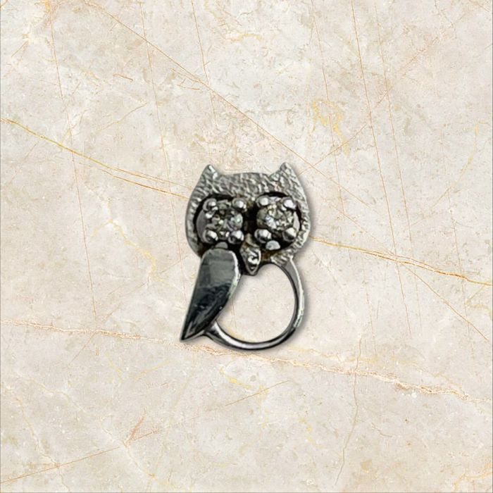 Златен талисман/висулка 14к бухал с диамантени очи