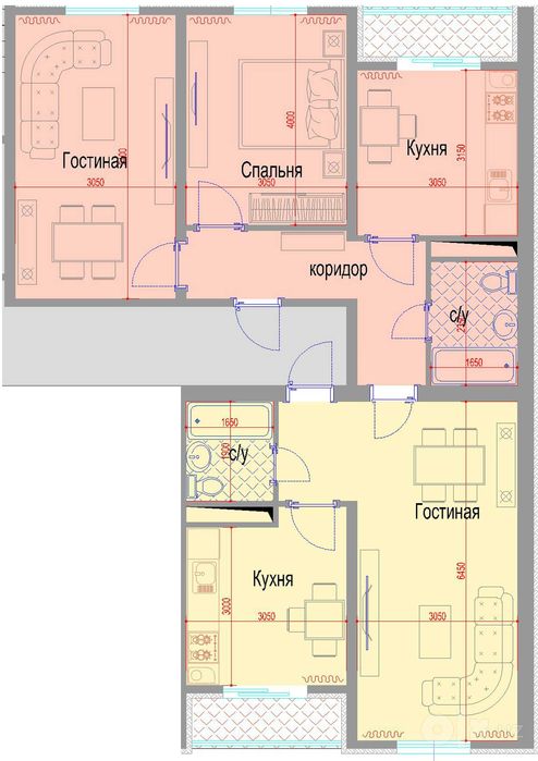 Срочна продаётся квартира, объединённая из двух квартир