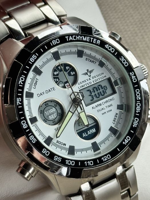 Ceas Geneva Design Limited Edition Gents Dual Time Chronograph
