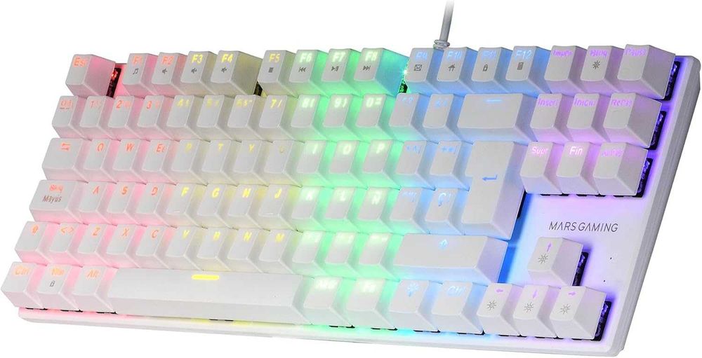 Tastatura mecanica Mars Gaming MK80, TKL, Brown, RGB, alba