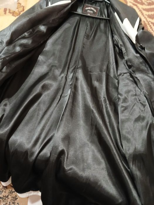 Haina din piele naturală, moale alb și negru