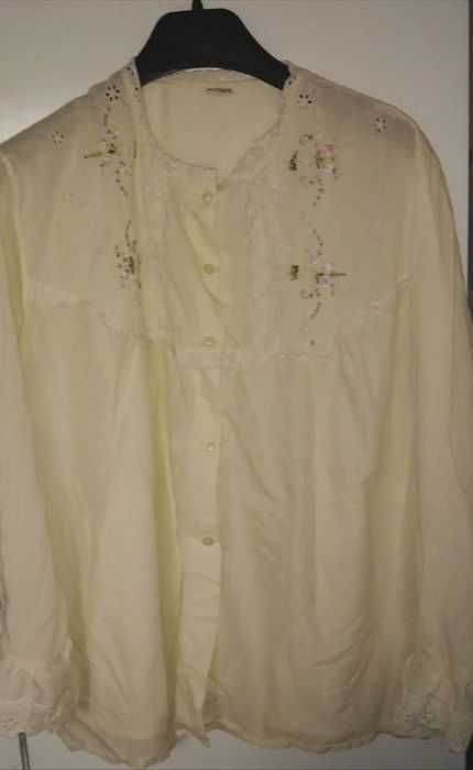 Pijama Noua broderii + dantela, camasa/bluza + pantaloni, M, L, XL,2XL