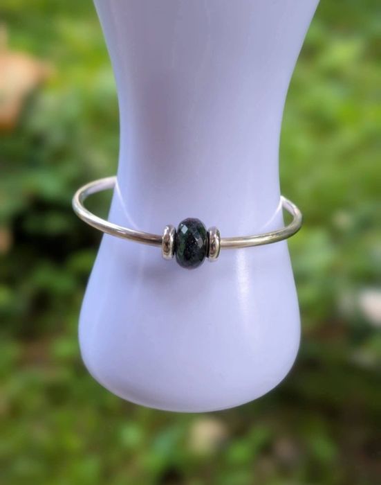 Veche bratara semi fixa din argint de 925, ametist, Trollbeads