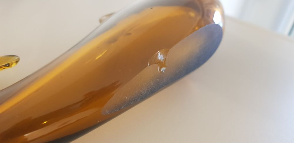 Риба-ваза от кафяво стъкло