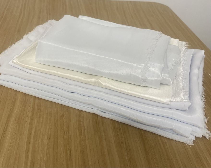 Ткани обрезки Бархат плюш, белые шелк