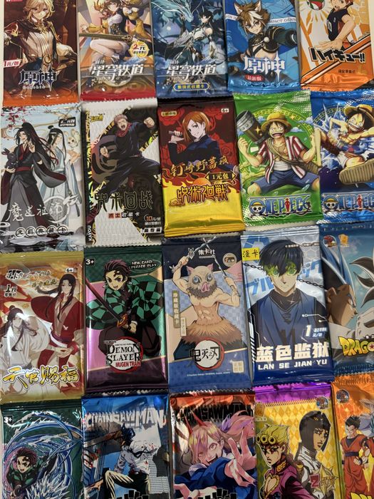Коллекционные карточки аниме гача бустеры Genshin Honkai Haikyuu КРД