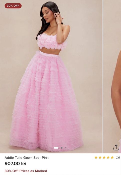 Vând set doua piese Tulle fin Roz bombon/pastel (Pink)-NOU