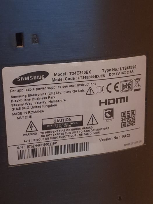 Vând televizor Samsung LED, modelul 
T24e390ex