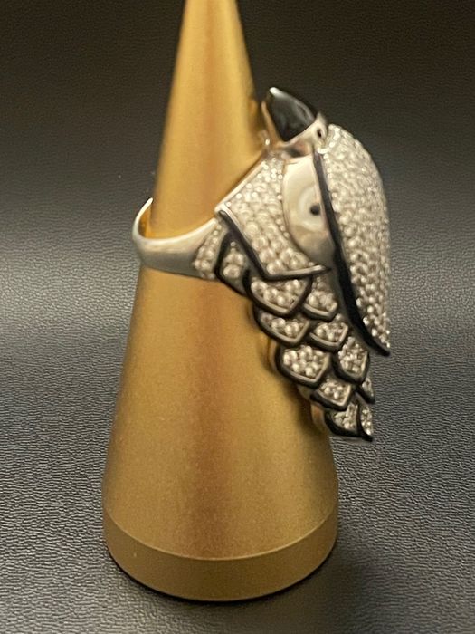 Пръстен стил Boucheron  от колекцията Animaux, модел Falcon. Сребро S 925/ емайл