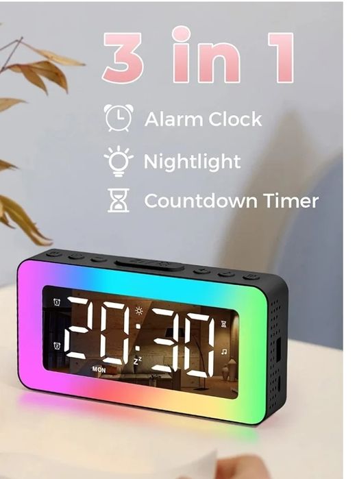 AFEXOA Ceas electronic cu alarma si lumini de noapte