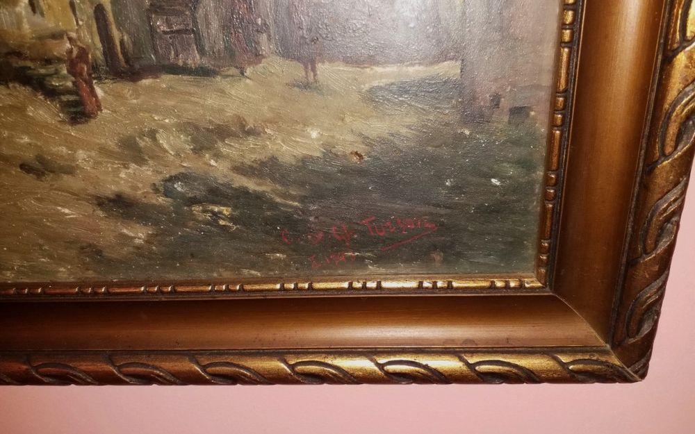 Tablou vechi de colectie,pictor roman,semnat si datat in anul 1943