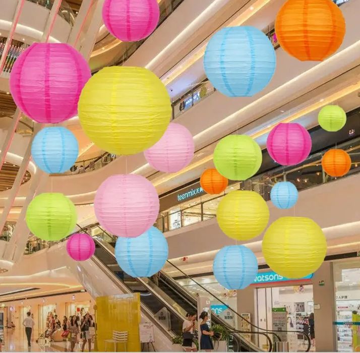 Китайский фонарь белый, розовый, зеленый