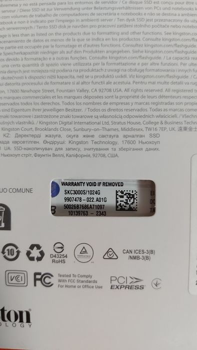 Диск ssd m2 kingston KC3000 1tb новый