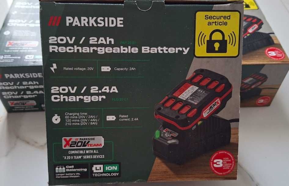 Батерии 20V 2Ah, 4Ah + зарядно PARKSIDE X20V TEAM - Нови