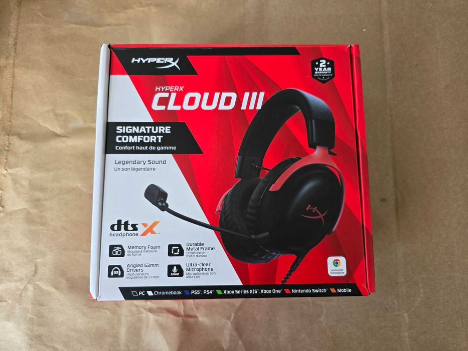Чисто нови HyperX Cloud III Геймърски слушалки, Запечатани