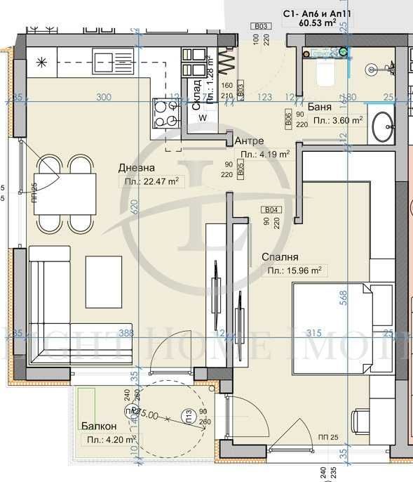 Продава се Двустаен апартамент в с. Марково, Област Пловдив - 68 кв.м за 904 €/кв.м - Снимка #3
