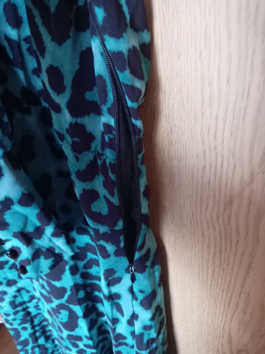 Леопардова зелена тънка рокля