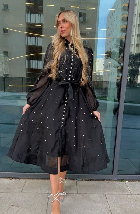 Рокля кристали лен и памук