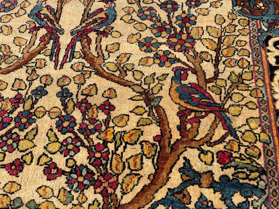 covor antic rugaciune persan Iran Isfahan gradina paradisului flori