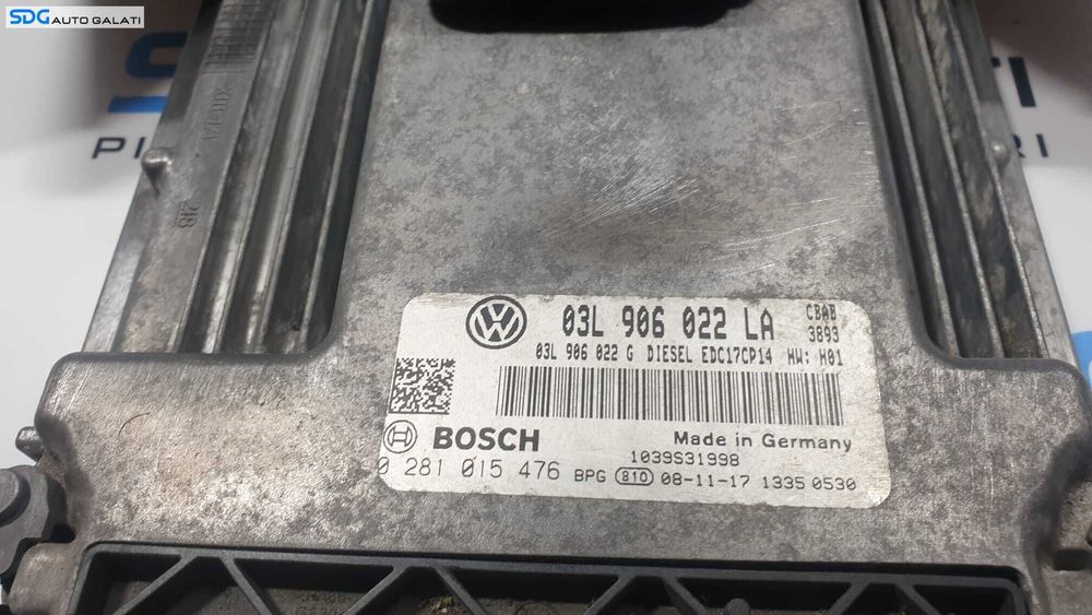 Kit Pornire ECU Calculator Motor Cip Cheie Ceas Bord cu Imobilizator Volkswagen Golf 6 2.0 TDI CBAB 2008 - 2014 Cod 03L906022LA 03L906022G 0281015476 5K0920960G [L2261]