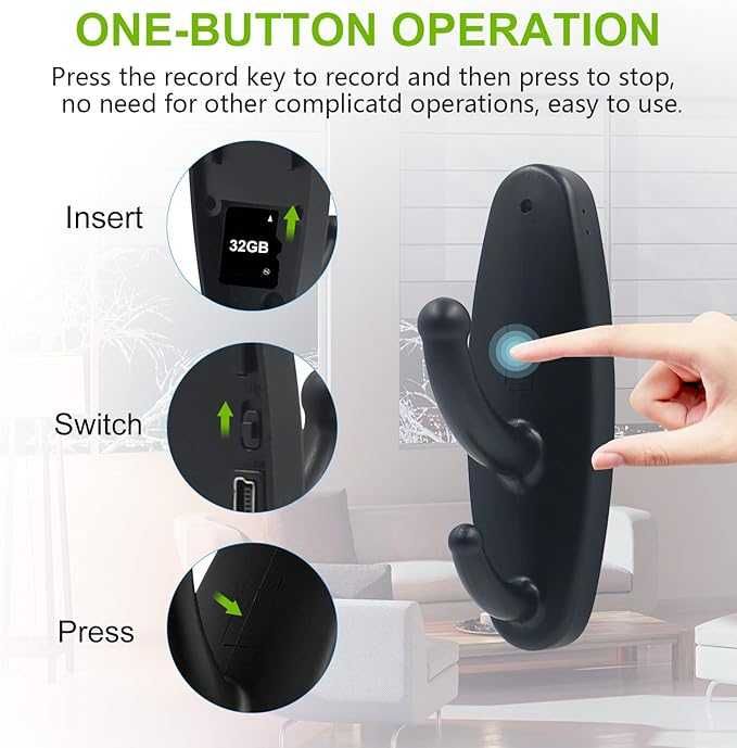 HD 1080P Малка, шпионска скрита камера във формата на закачка за дрехи