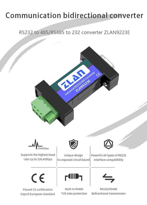 ZLAN9223E конвертор RS232 към RS485