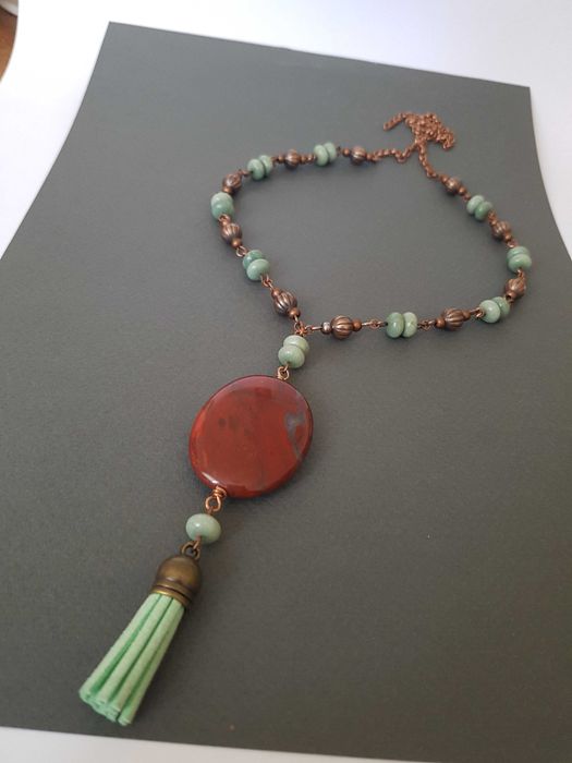 Colier pietre semipretioase jasp rosu jad verde colier pietre naturale