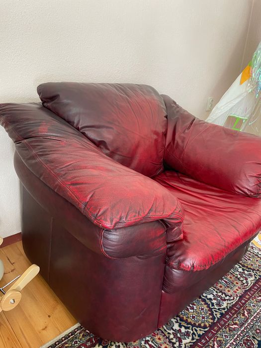 Кресло естествена кожа