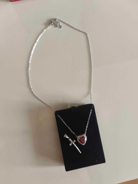 Сребърно бижу сърце и меч, комплект за двойки, страхотен подарък, оригинал от Birse