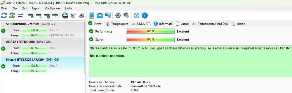 Hard disk laptop Hitachi Travelstar 320GB SATA 100% Sentinel impecabil