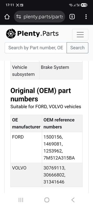 Спирачни дискове в комплект накладки за Форд и Волво