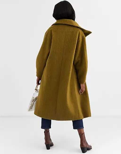 ASOS DESIGN Овърсайзед зелено дълго палто