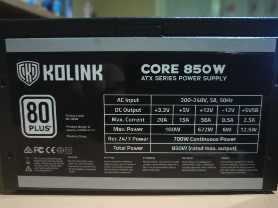 Захранващ блок K Kolink core 850w ATX  Series Power Supply 80+