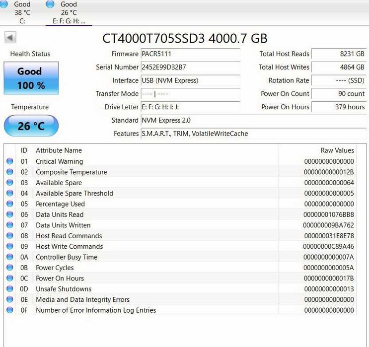 SSD 4TB Gen 5 15000MBs Crucial T705 4TB PCI Express 5.0x4 M.2 2280 Nou