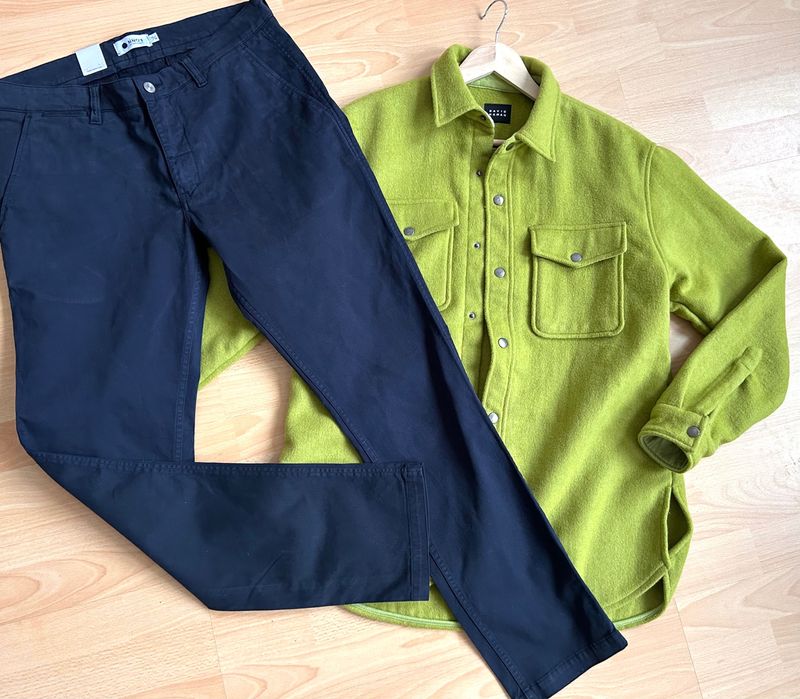 David NAMAN зелена връхна топла вълнена риза