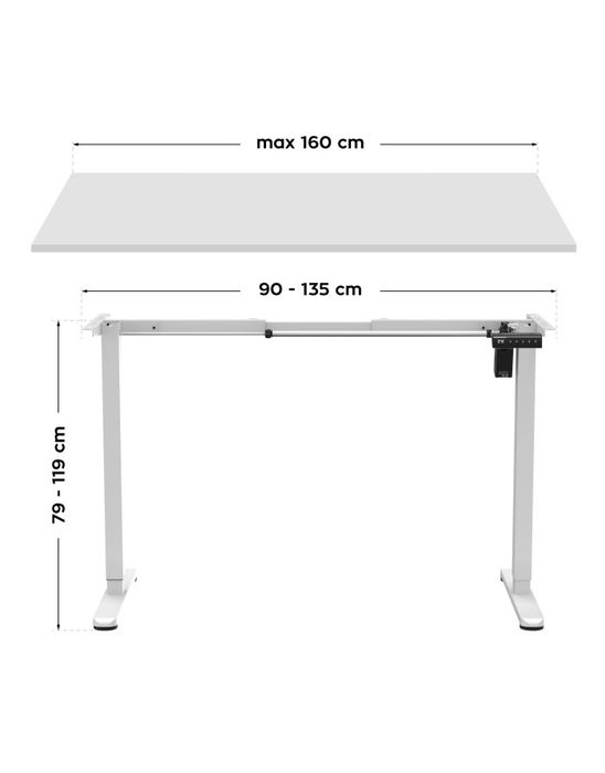 Cadru de birou electric reglabil, alb