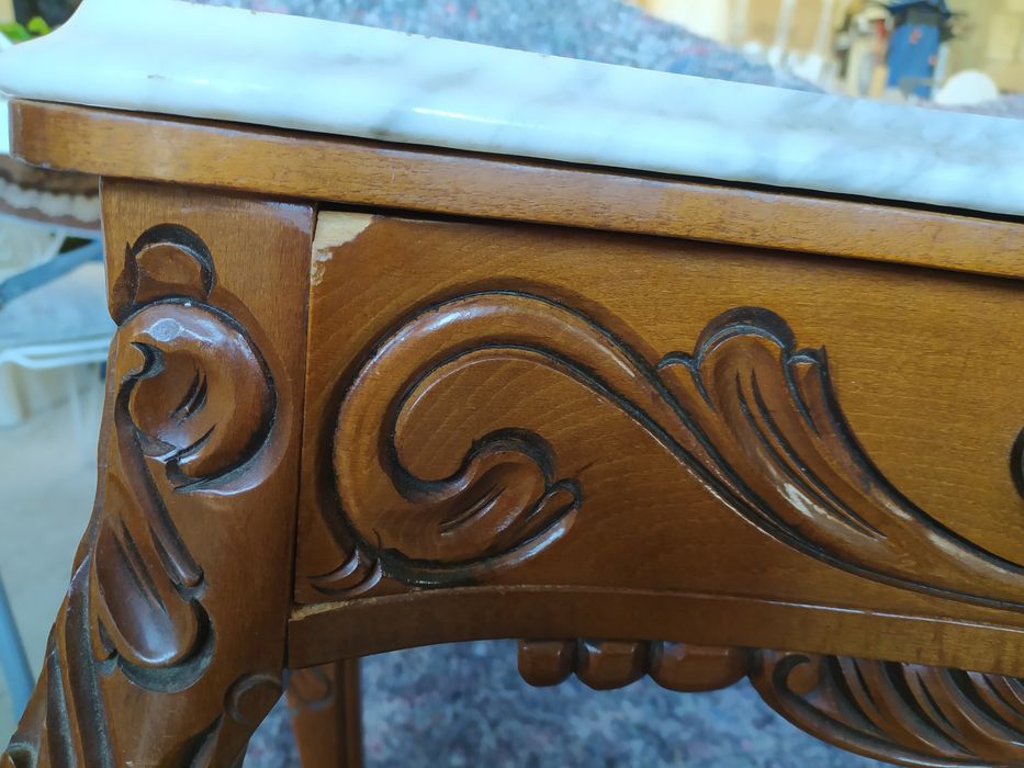 Consola din lemn ,stil baroc cu placa de marmura