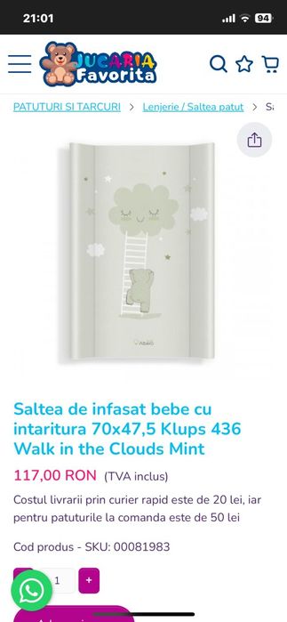 Masă de înfășat ADBOR NEO